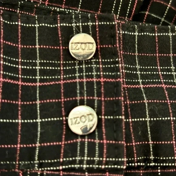 IZOD XFG Stretch golf black pink white plaid pants 5 pocket stretch snap and zip - Picture 4 of 8